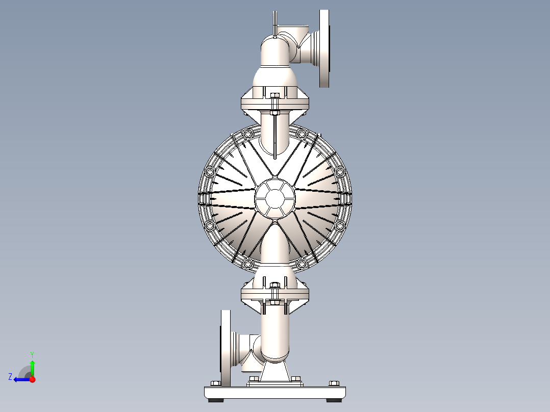 气动隔膜泵 solidworks2015右视图