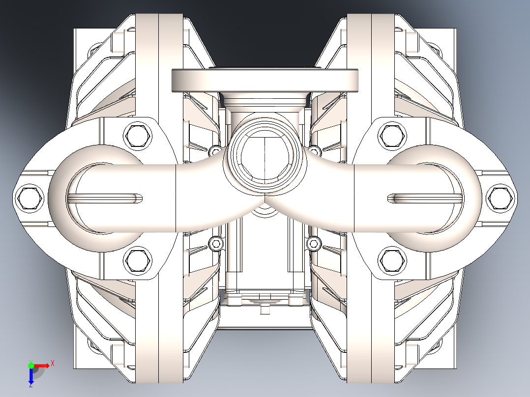 气动隔膜泵 solidworks2015俯视图