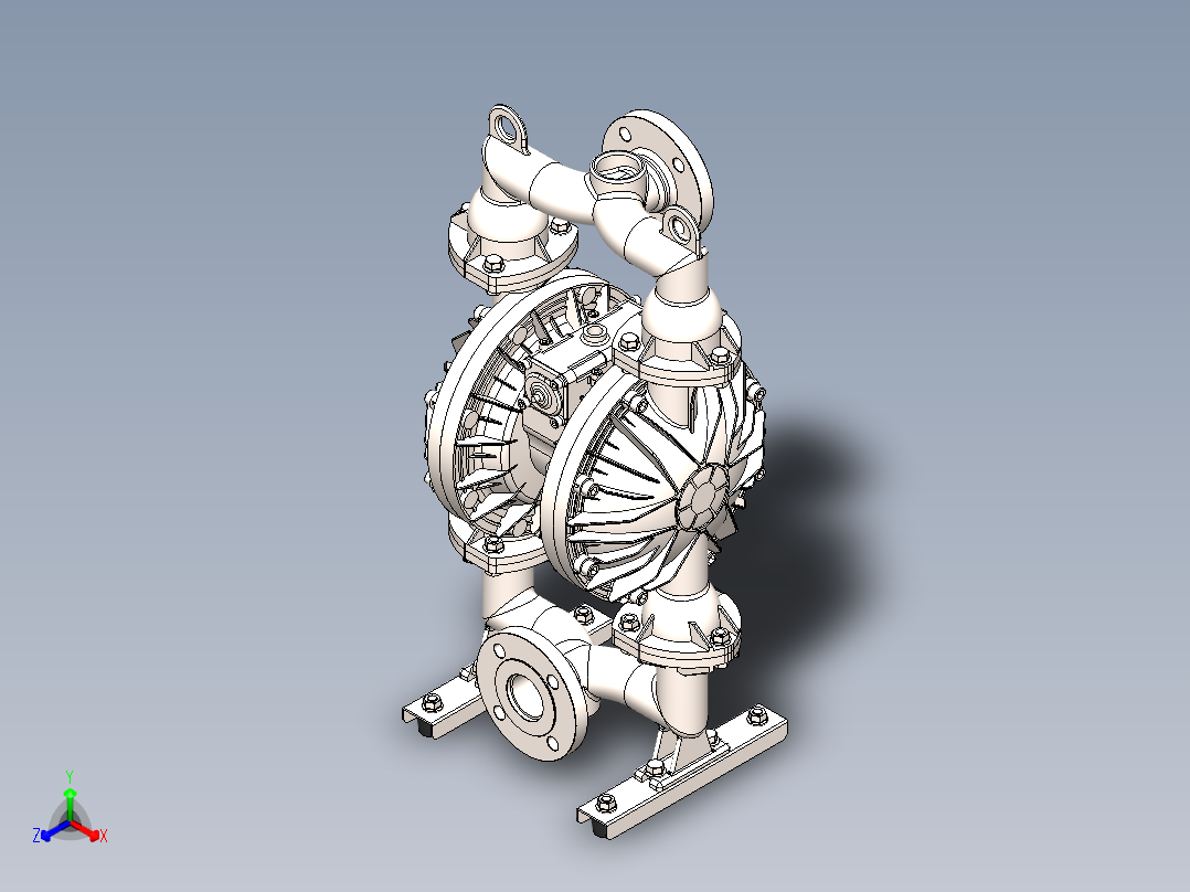 气动隔膜泵 solidworks2015正等轴测图