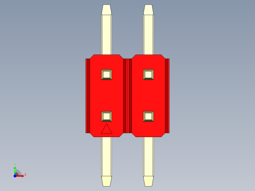 彩色公排针 100mil 2.54mm 系列-DS1022_red_04p_100mil_TypeSMT_rev1.0前视缩略图