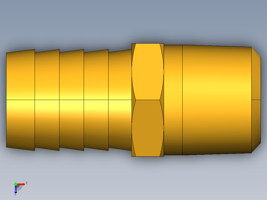 倒齿式工业管接头Hose Barb to Male Pipe 125HBL-12-8俯视图