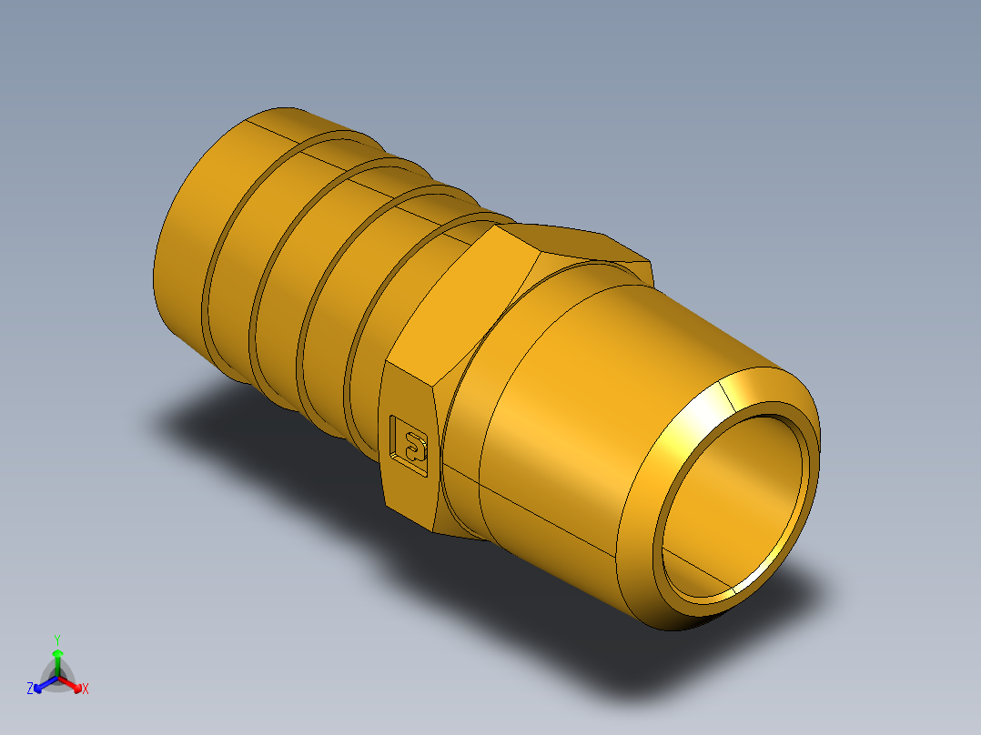 倒齿式工业管接头Hose Barb to Male Pipe 125HBL-12-8正等轴测图