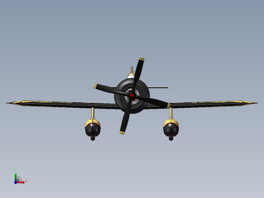 老式玩具战斗机前视图