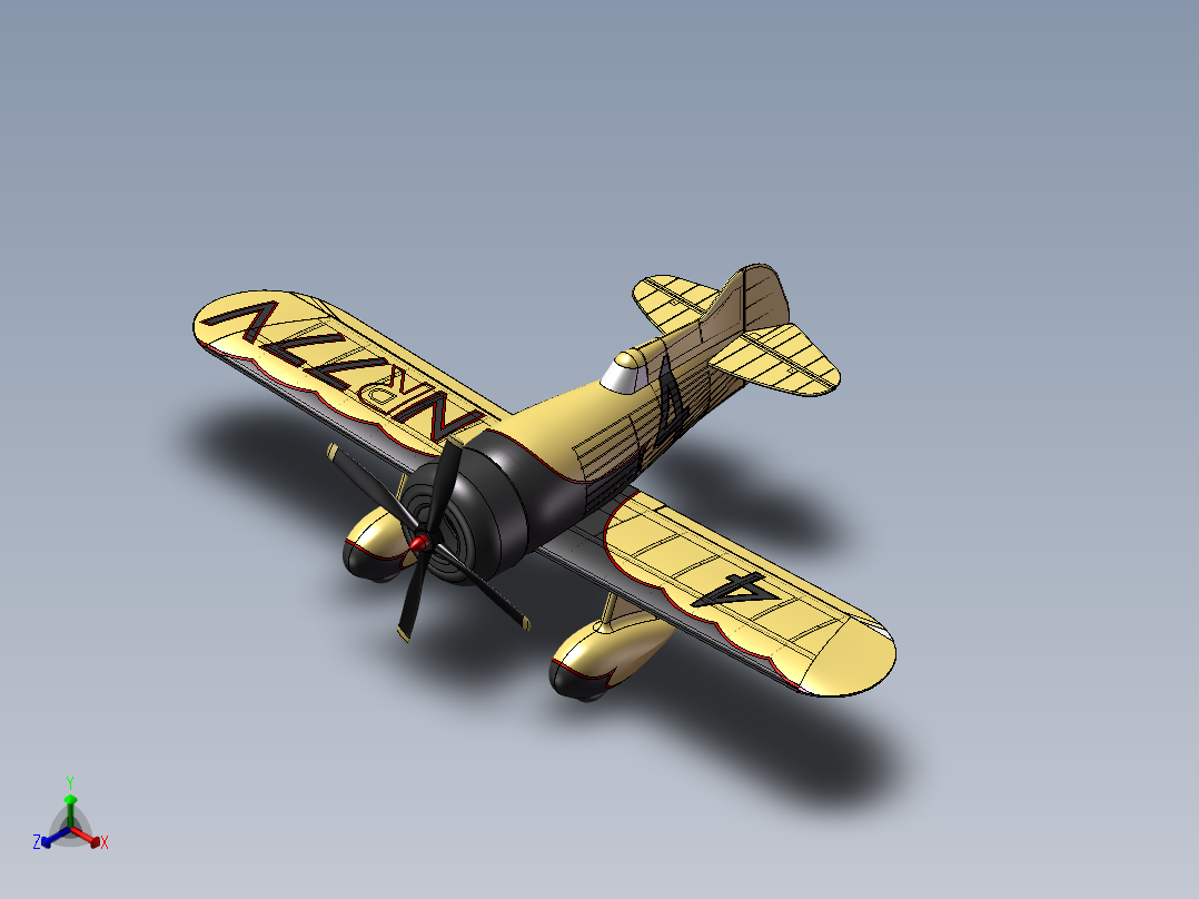 老式玩具战斗机正等轴测图