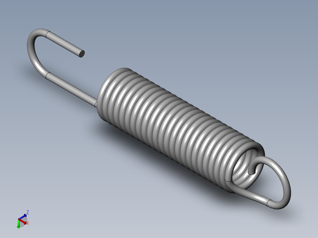 异形弹簧-96605K320_GALV SPRING-TEMPERED STL EXTENSION SPRING正等轴测图