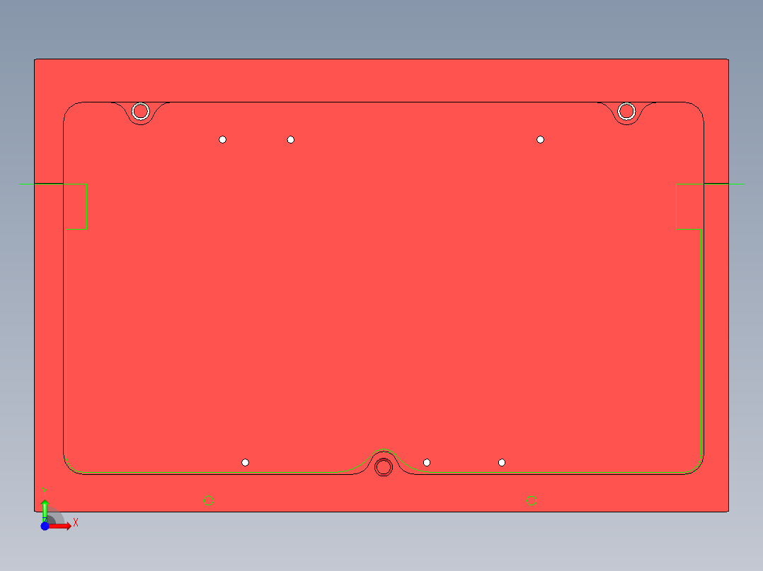 全铣件笔记本D壳粗铣内腔带程序模型前视图