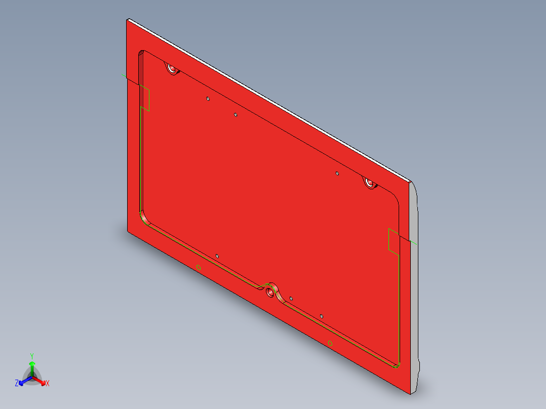 全铣件笔记本D壳粗铣内腔带程序模型正等轴测图