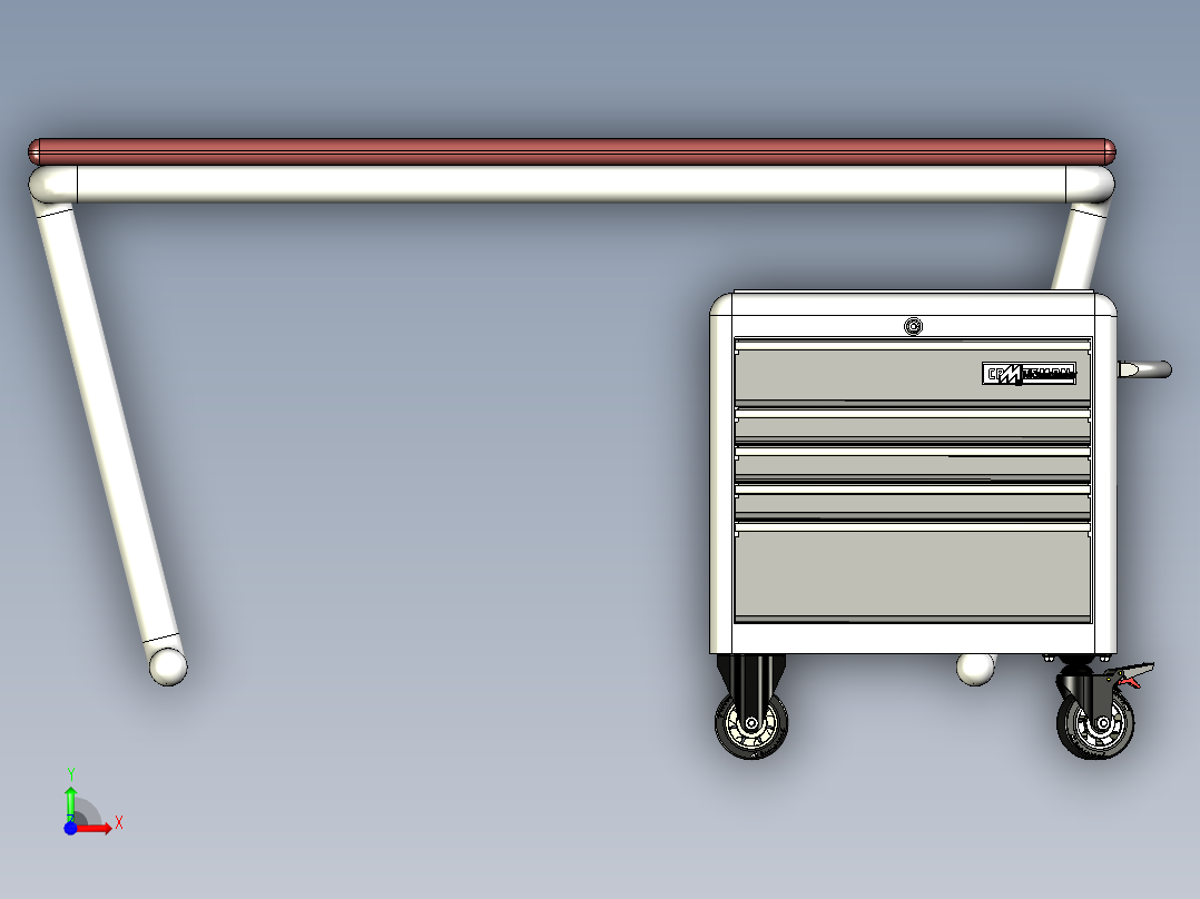 B2004674-工作台和小型工具柜前视图