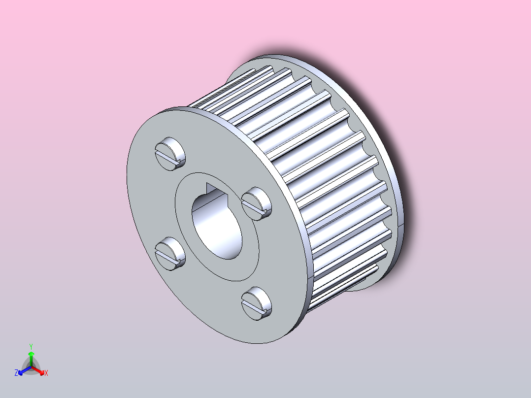 正时皮带轮_26齿_ 5米齿距正等轴测图