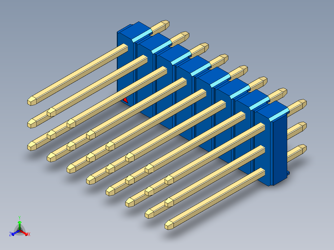 彩色公头100mil（2.54mm）系列-DS1021_blue_3x08p_100mil_Type5_rev1.0主视图