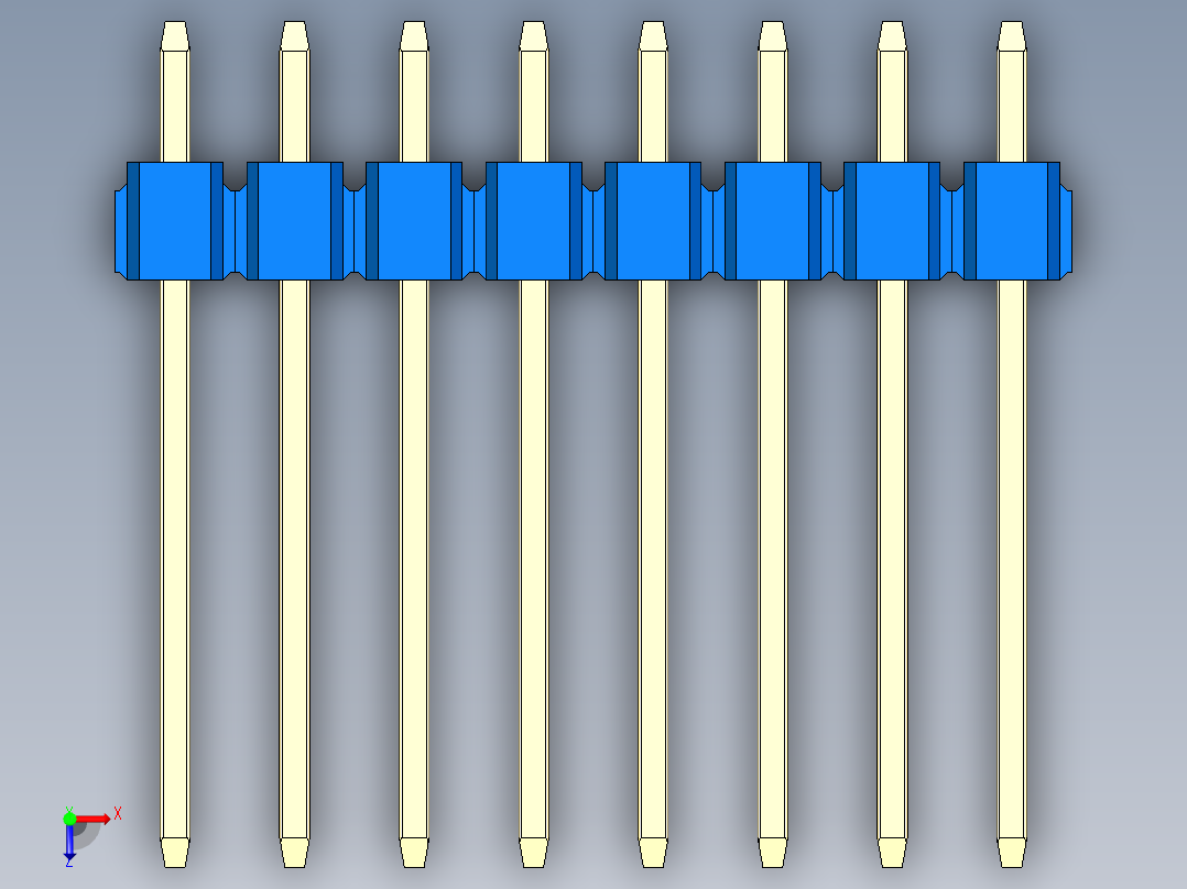 彩色公头100mil（2.54mm）系列-DS1021_blue_3x08p_100mil_Type5_rev1.0俯视图