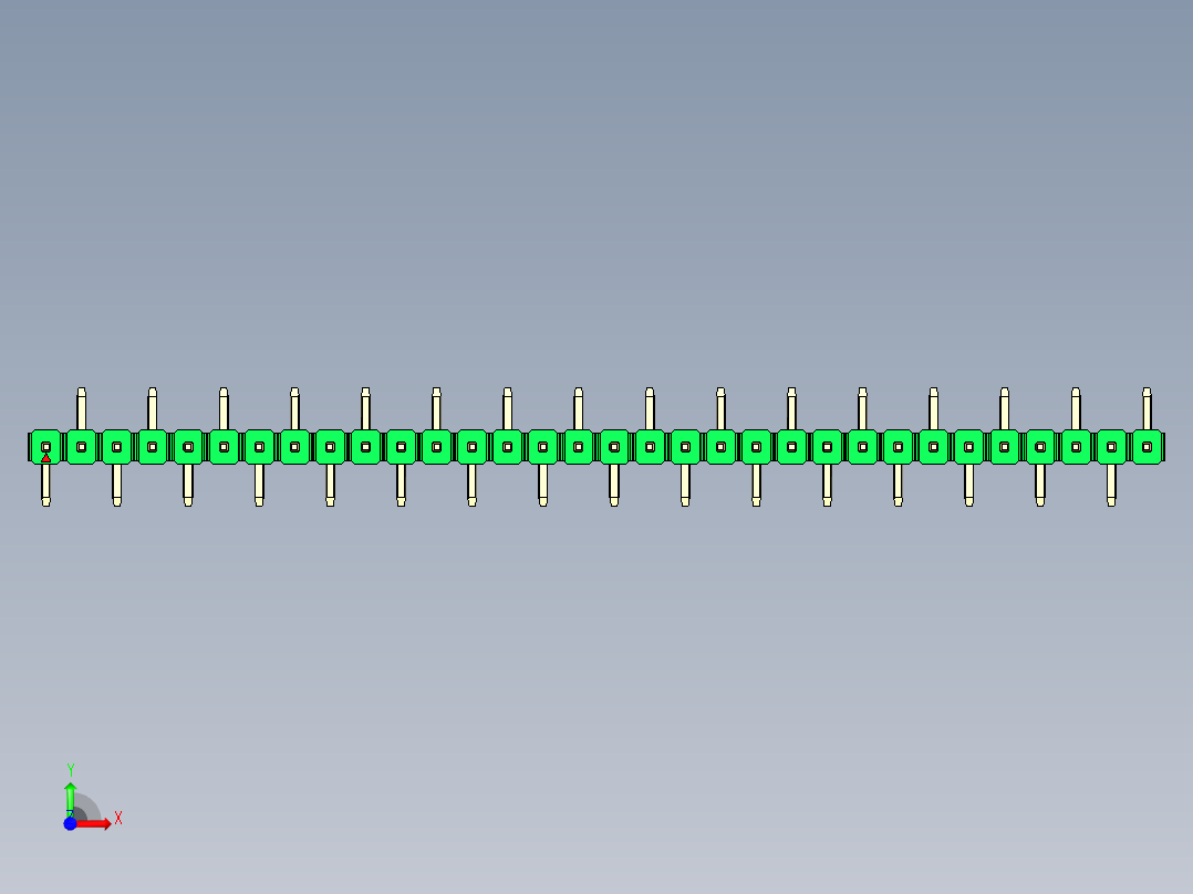 彩色公排针 100mil 2.54mm 系列-DS1022_green_32p_100mil_Type_SMT_R2_rev1.0前视图