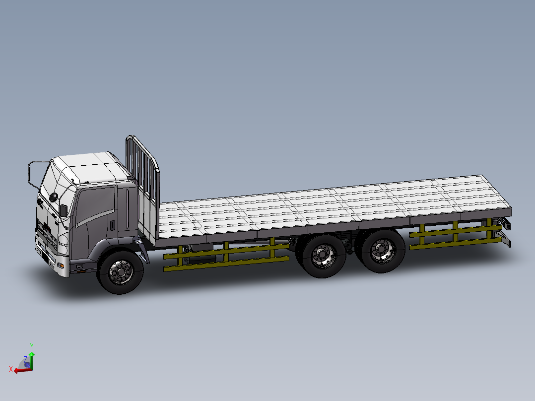 14.十三凌平板货车 3d模型图纸