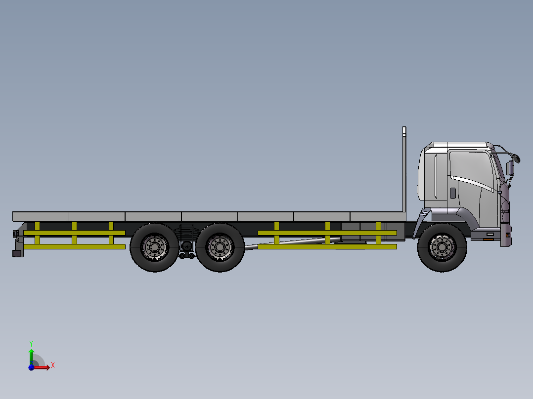 14.十三凌平板货车 3d模型图纸前视图
