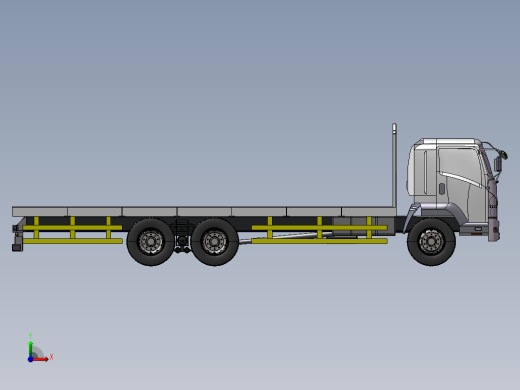 14.十三凌平板货车 3d模型图纸前视缩略图