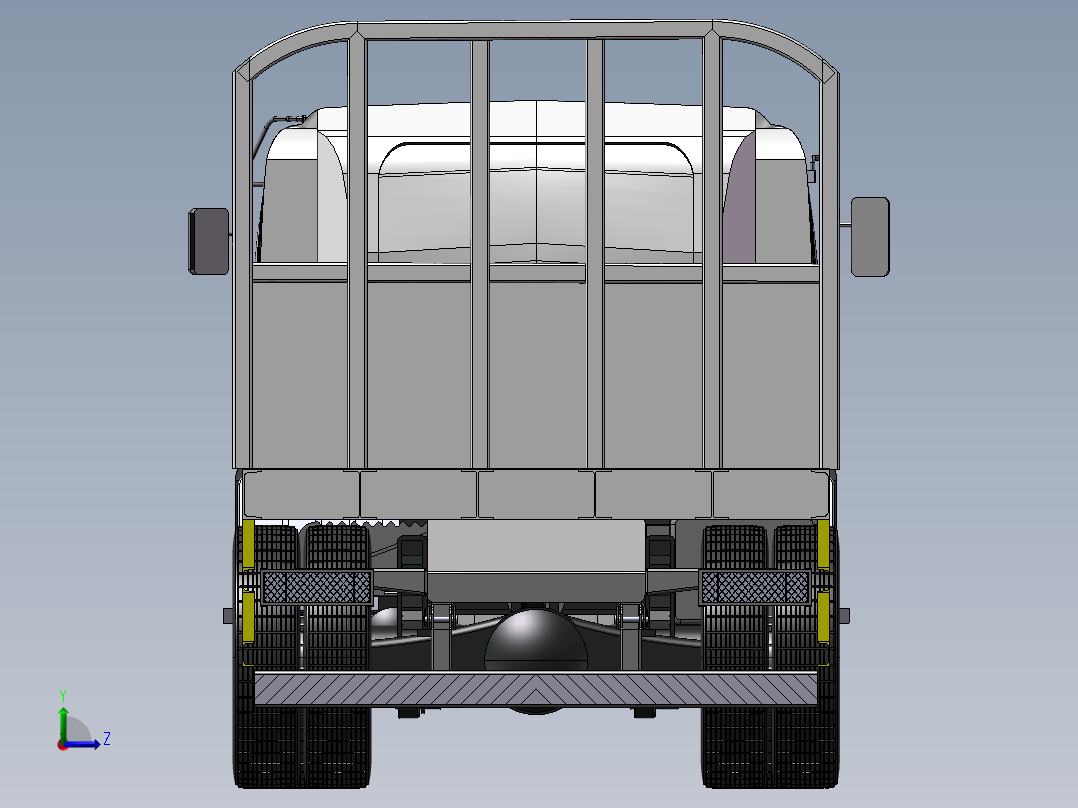 14.十三凌平板货车 3d模型图纸左视图