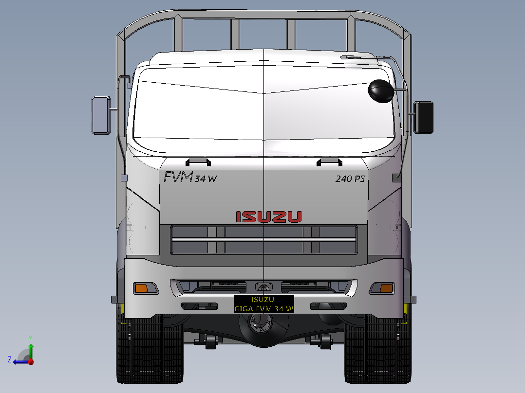 14.十三凌平板货车 3d模型图纸右视图