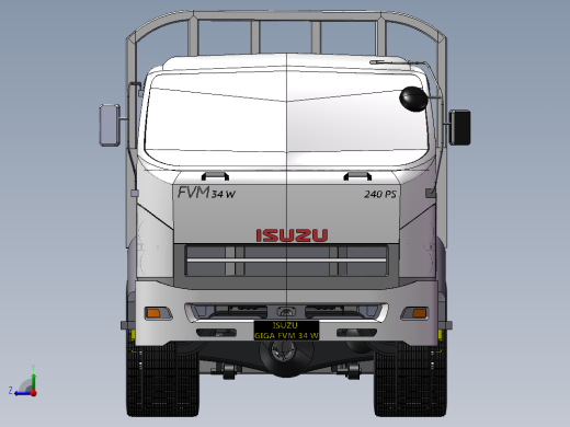 14.十三凌平板货车 3d模型图纸右视缩略图