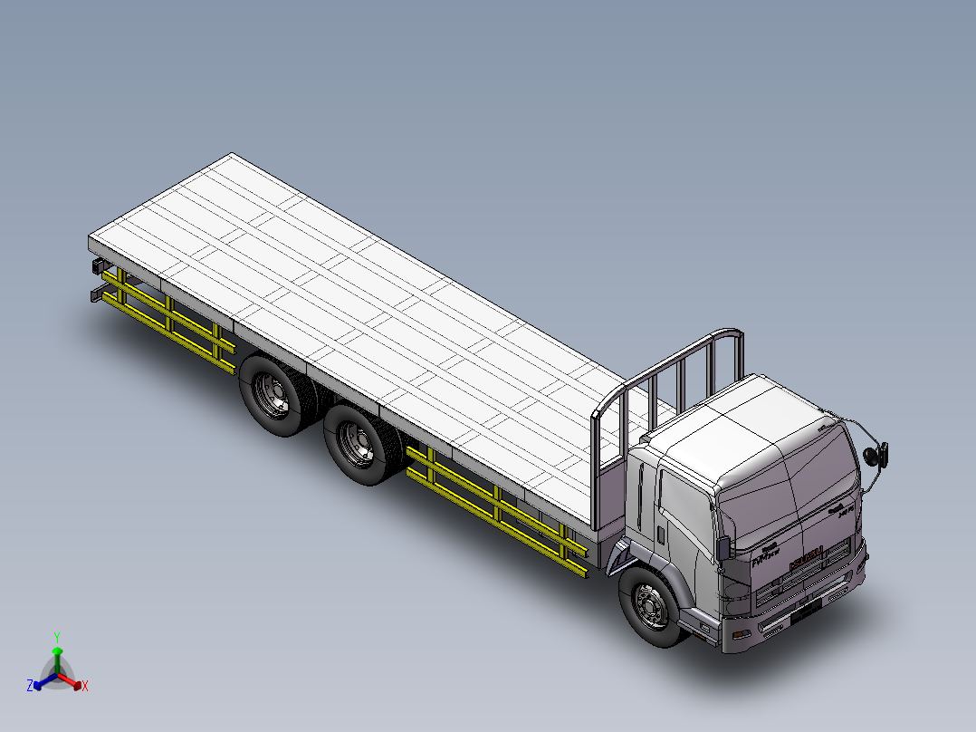 14.十三凌平板货车 3d模型图纸正等轴测图