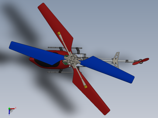 航模遥控直升飞机模型三维设计图纸 solidworks建模俯视缩略图