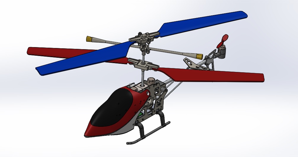 航模遥控直升飞机模型三维设计图纸 solidworks建模