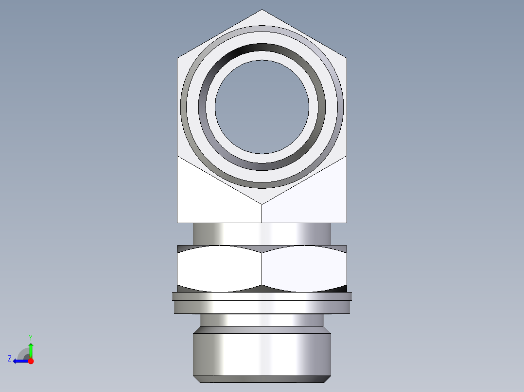 卡套式工业通用硬管接头EO_Adjustable_locknut_branch_tee_TEE18LMOMDCF右视图