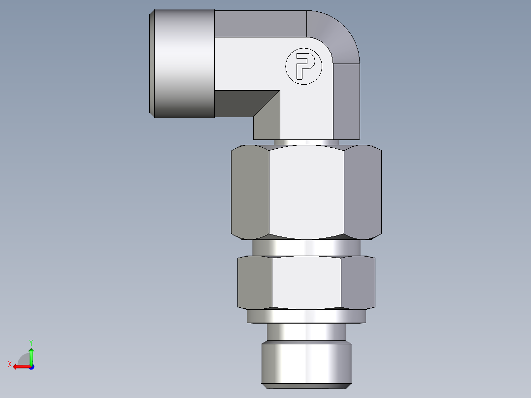 卡套式工业通用硬管接头EO_Assembled_adjustable_standpipe_elbow_EVW12SROMD71后视图