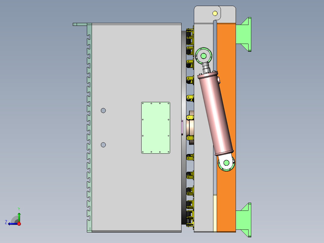 Q414-磨抛机送料机构设计【三维SolidWorks】右视图