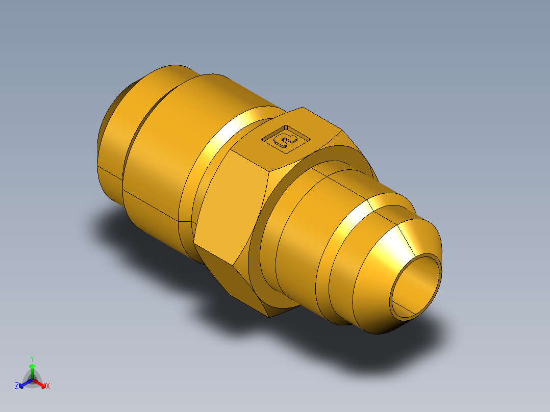 扩口式工业通用硬管接头Union Reducer 42F-8-6正等轴测图