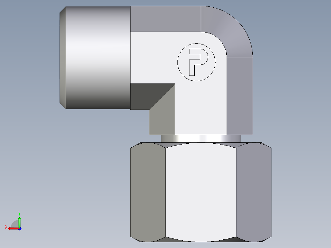 卡套式工业通用硬管接头EO_Swivel_nut_elbow_EW10LOMD71后视图