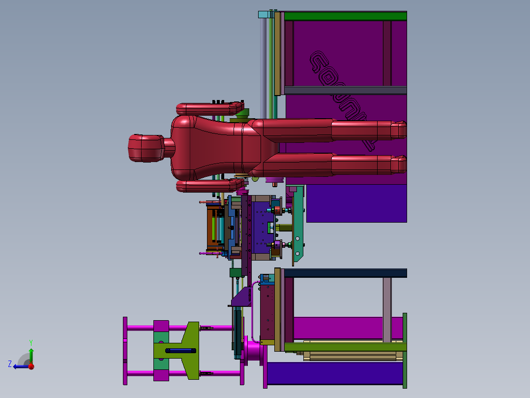 自动供料加工系统sw20右视图