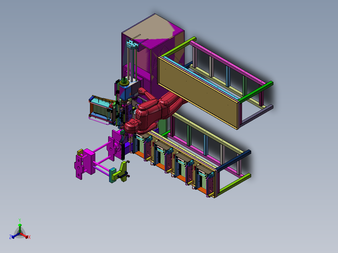 自动供料加工系统sw20正等轴测图