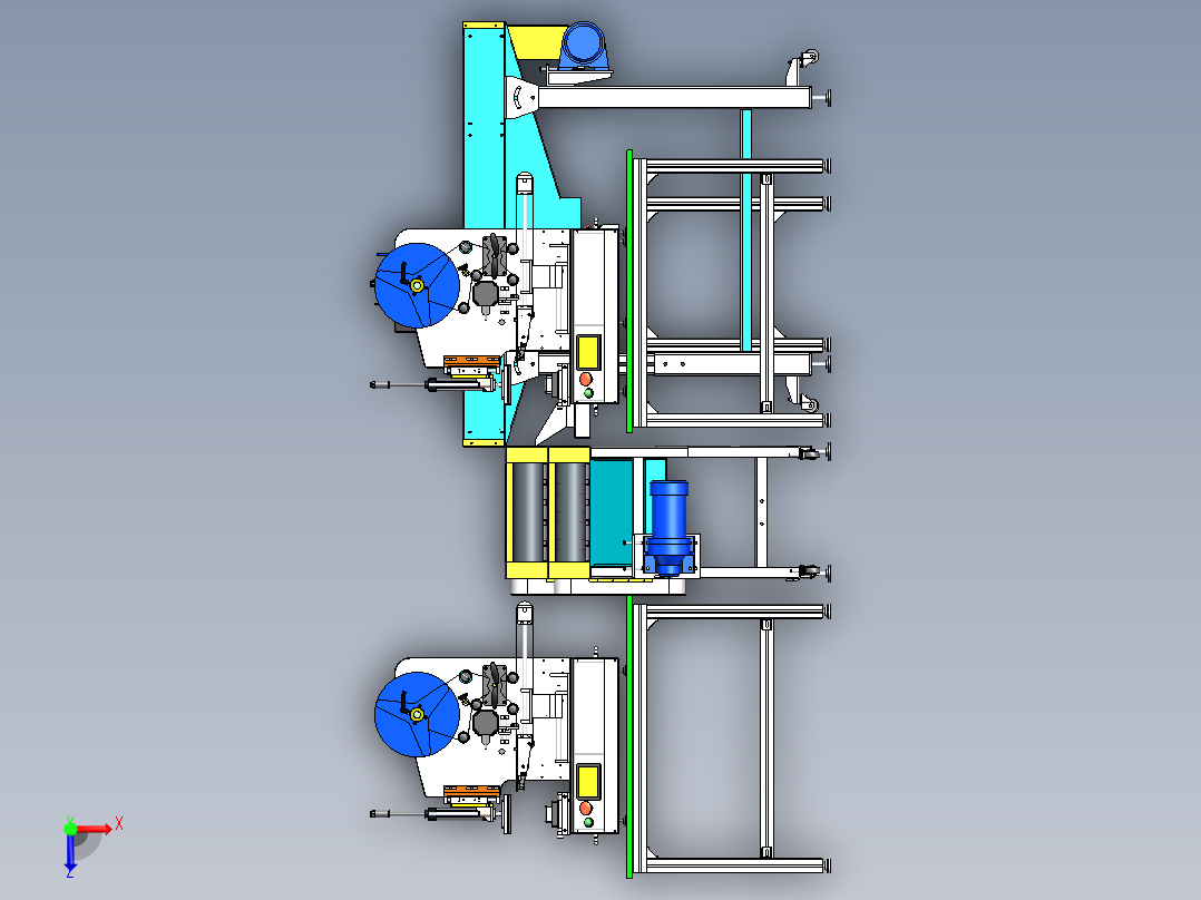 半自动标签贴标生产线俯视图