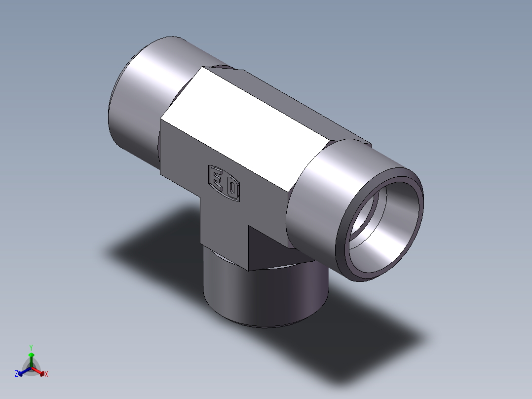 AC+AD 三通接头 T、AC-18正等轴测图