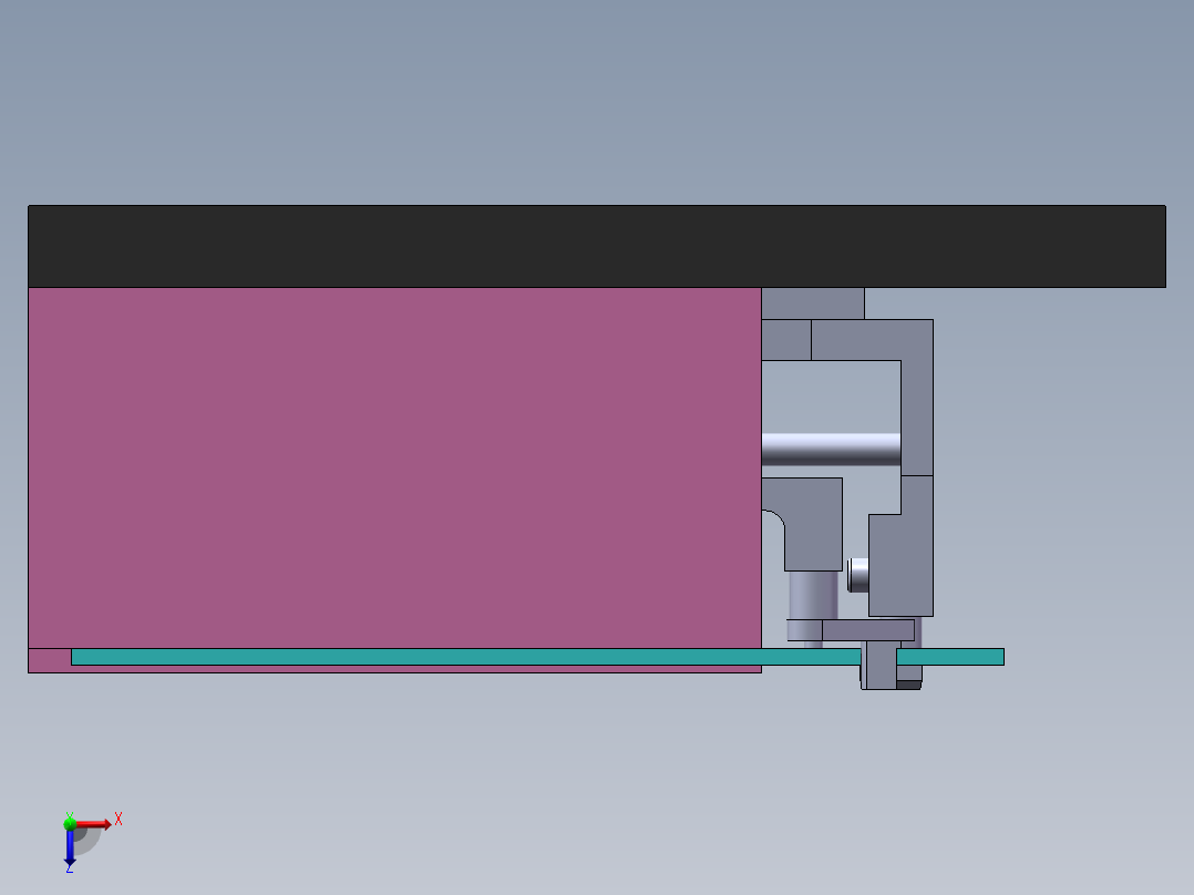 气缸推动的90度折弯机俯视图