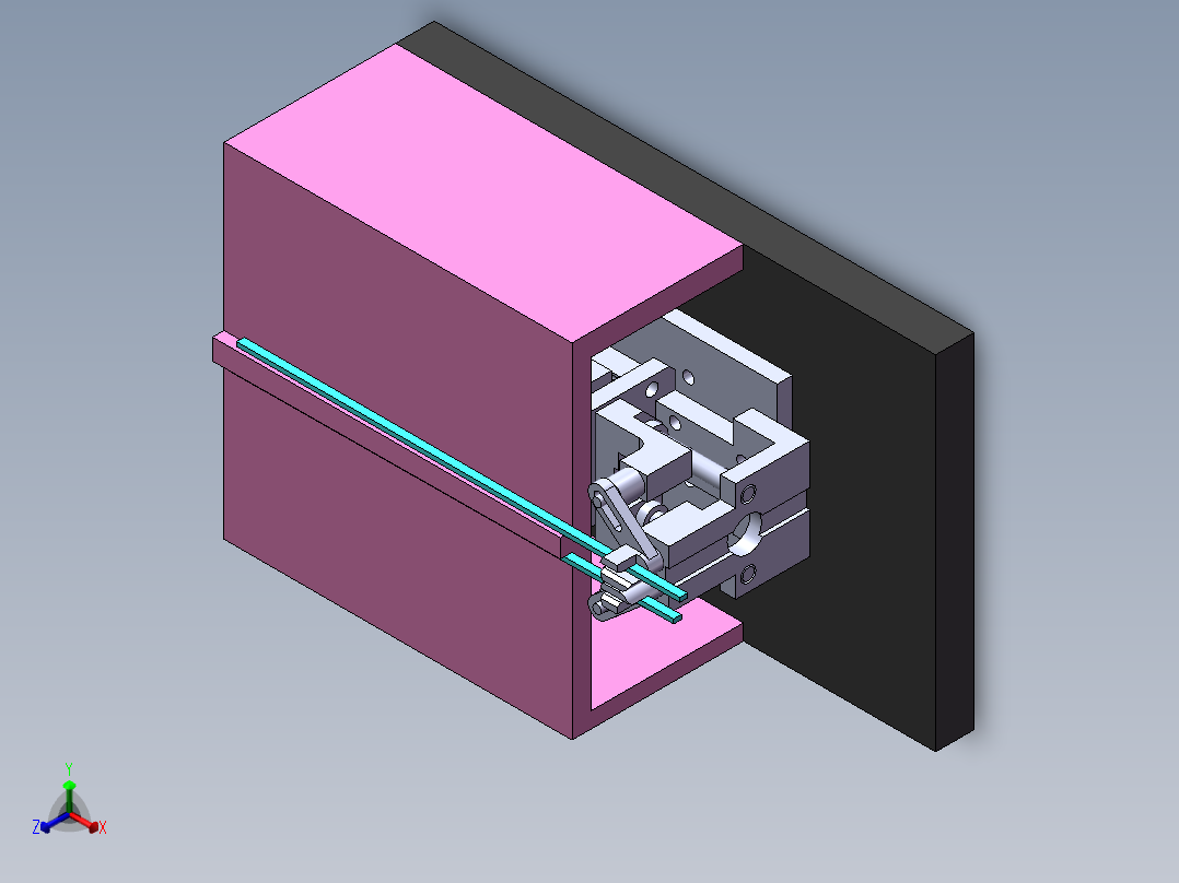 气缸推动的90度折弯机正等轴测图