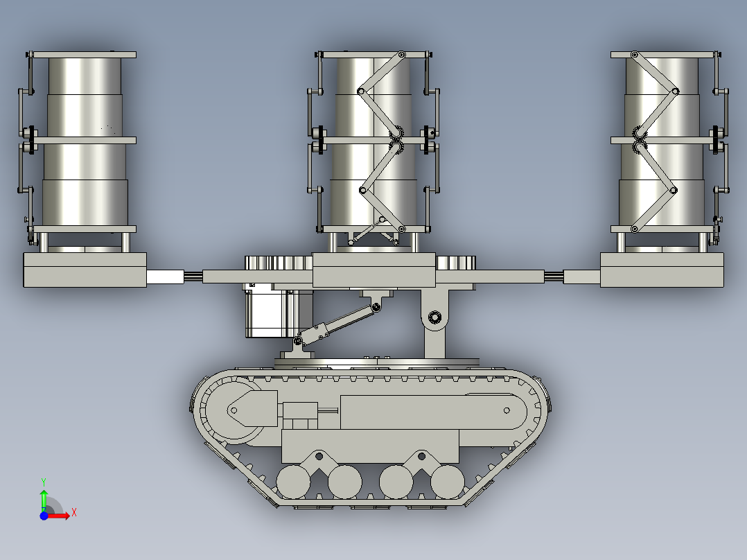 履带式多自由度升降作业机器人前视图