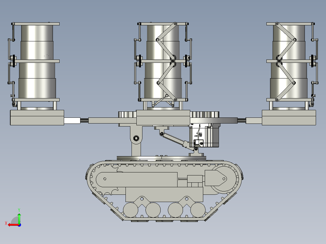 履带式多自由度升降作业机器人后视图