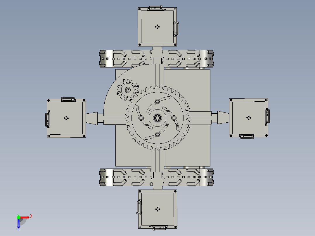履带式多自由度升降作业机器人俯视图