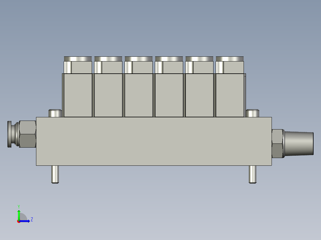 6位电磁阀组件左视图