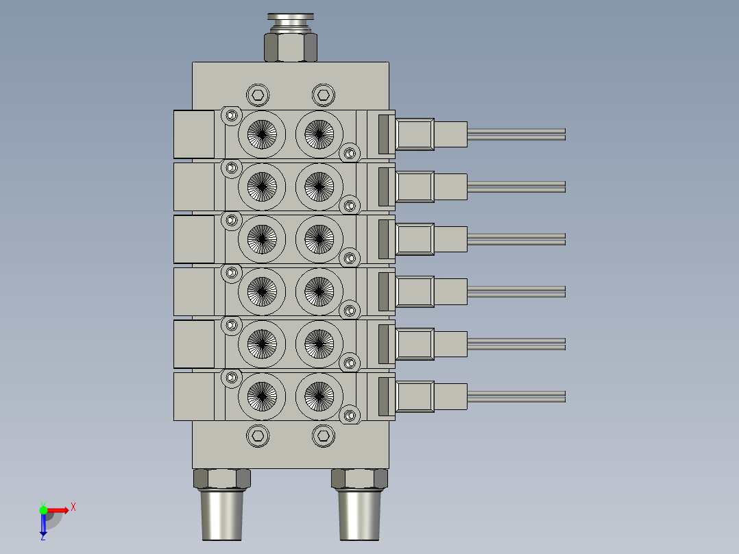 6位电磁阀组件俯视图