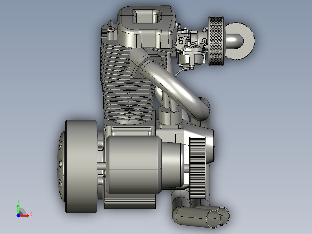 小排量哈雷摩托发动机前视图