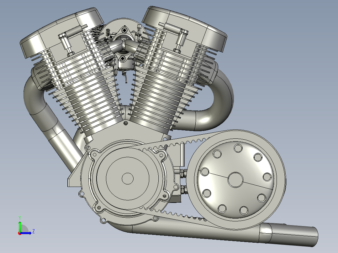 小排量哈雷摩托发动机左视图