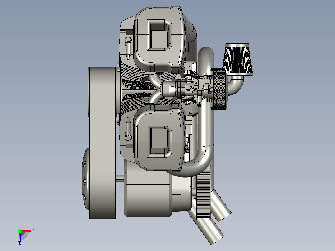 小排量哈雷摩托发动机俯视图