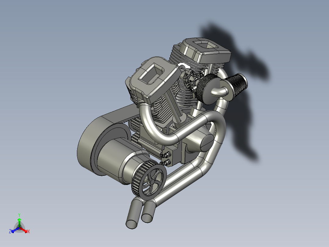 小排量哈雷摩托发动机正等轴测图