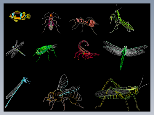 蜜蜂蚂蚁蜻蜓等昆虫小品CAD