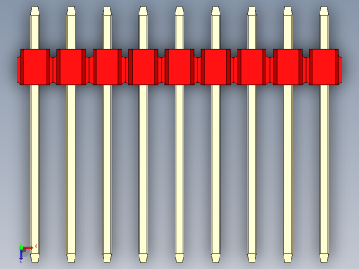 彩色公头100mil（2.54mm）系列-DS1021_red_1x09p_100mil_Type5_rev1.0俯视缩略图