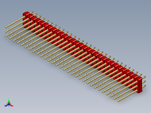 彩色公头100mil（2.54mm）系列-DS1021_red_3x30p_100mil_Type5_rev1.0正等轴测缩略图