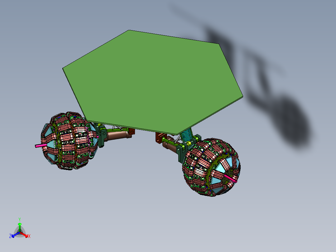 智能编程底盘麦克纳姆轮小车正等轴测图