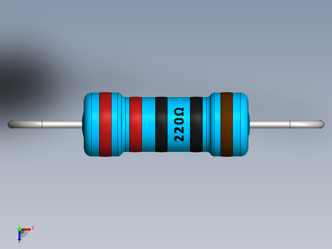 电容器 二极管 电阻器-Resistor 220 Ohm 1 Watt俯视图